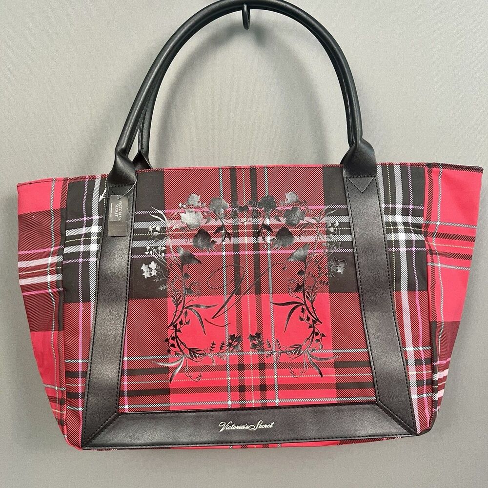 2020 VICTORIA'S SECRET VS TOTE BAG RED BLACK PLAID HOLIDAY EDITION - NEW ✨